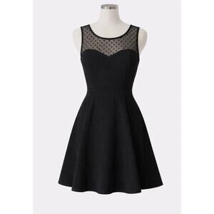 Delia’s A Line sheer mesh polka dot neckline Y2K gothic whimsigoth mini dress S